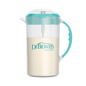 dr. brown’s baby formula mixing pitcher with adjustable stopper, locking lid, & no drip spout, 32oz, bpa free, teal