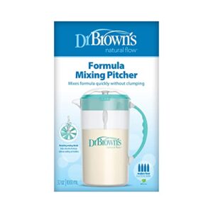 Dr. Brown's Baby Formula Mixing Pitcher with Adjustable Stopper, Locking Lid, & No Drip Spout, 32oz, BPA Free, Teal