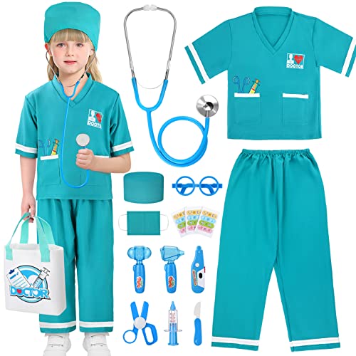 GIFTINBOX Doctor Kit for Kids, Doctor Playset for Kids, Girls and Boys, Medical Kit for Kids with Real Stethoscope, Doctor Role Play Costumes Pretend Dress Up Set for Kids Age 3-8