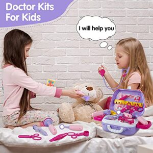 GINMIC Kids Doctor Play Kit, 22 Pieces Pretend Play Doctor Set with Role Play Doctor Costume and Carry Case for Toddlers and Kids, Medical Dr Kit Toys for Girl Age 3 4 5 6 7 Year Old