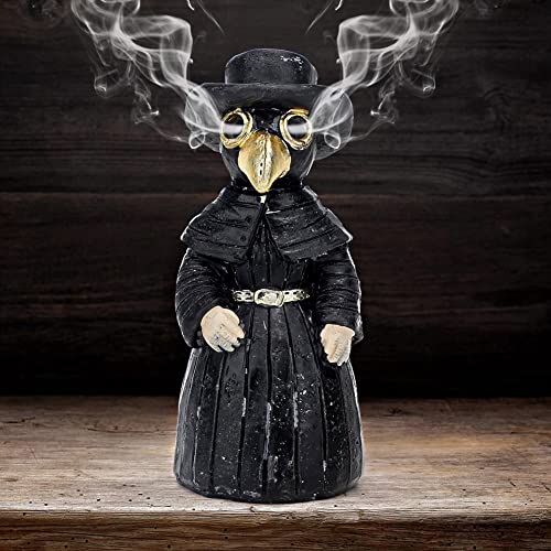 EUBSWA Incense Burner Holder, Plague Doctor Cone Burner Eyes Will Smoke, Ornament Handmade Craft for Yoga Room, Desktop Resin Ornament for Home Decoration, Effective Stress & Anxiety Relief New