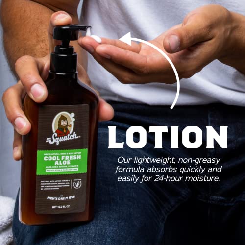 Dr. Squatch Men's Natural Lotion Non-Greasy Men's Lotion - 24-hour moisturization hand and body lotion - Made with Shea Butter, Coconut Oil, Vitamin E, & Menthyl Lactate - Cool Fresh Aloe (2 Pack)