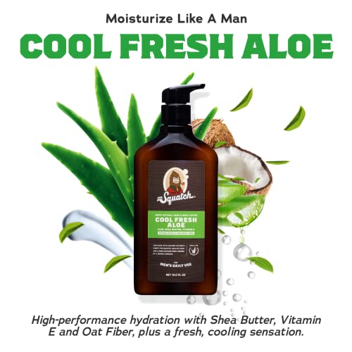 Dr. Squatch Men's Natural Lotion Non-Greasy Men's Lotion - 24-hour moisturization hand and body lotion - Made with Shea Butter, Coconut Oil, Vitamin E, & Menthyl Lactate - Cool Fresh Aloe (2 Pack)