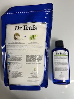 Dr. Teal's Relax & Relief Epsom Salt & Foaming Bath with Eucalyptus & Spearmint, 2 Piece Travel Set 11oz. Bag of Bath Salts & 3oz Bottle of Foam Bath (Eucalyptus)