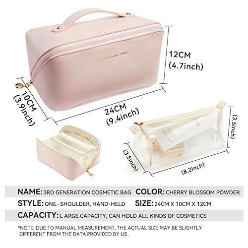 Dr.Cheese Makeup Bag Large Capacity,Waterproof Travel Cosmetic Bag for Women,Portable Travel Makeup Bag,Large Cosmetic Organizer for Women Girls,Toiletry Bag,With Increase Capacity Mesh Bag