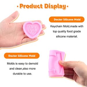 RFGHAC Doctor Theme Resin Molds Nurse Shirt Heart Stethoscope Silicone Keychain Mold Medical Emblem Resin Molds for DIY Handmade Necklace Jewelry Crafting Making Set of 6