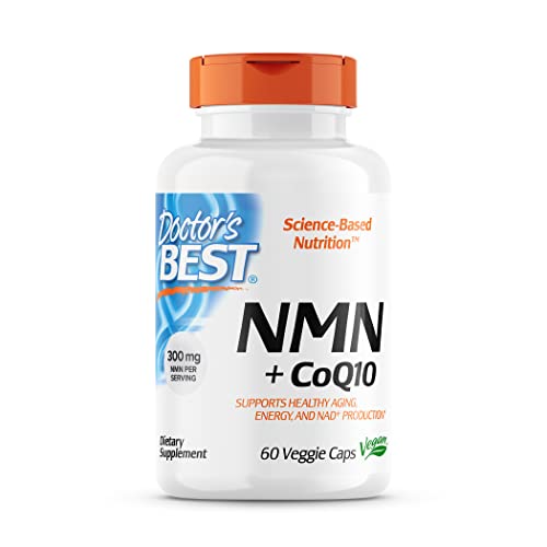 Doctor's Best NMN + CoQ10, Supports Healthy Aging, Energy, and NAD+ Production, Vegan, 60 Veggie Caps