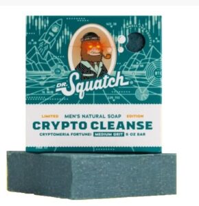 dr. squatch all natural bar soap for men with medium grit, crypto cleanse
