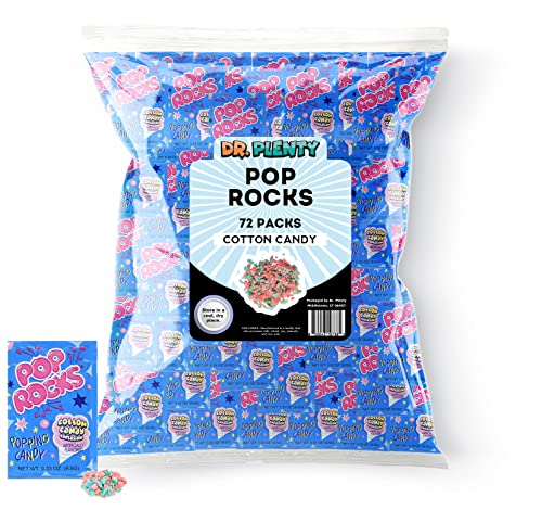 Pop Rocks Cotton Candy Bulk (0.33oz) - 72 Pack of Cotton Candy Flavored Poprocks - Retro Crackling Rock Candy - By Dr. Plenty