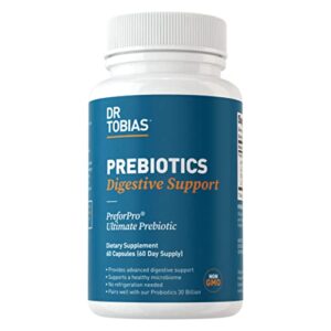 dr. tobias prebiotics – helps support digestion & gut health, boost immune system & feed good probiotic bacteria – vegan & non-gmo dietary fiber supplement – 1 daily, 60 capsules
