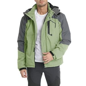 dr.cyril men’s waterproof ski jacket warm winter snow coat hooded windproof raincoat (m, army green)