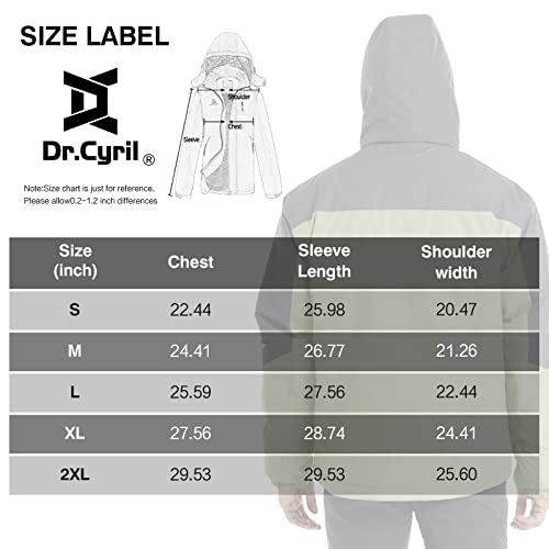 Dr.Cyril Men's Waterproof Ski Jacket Warm Winter Snow Coat Hooded Windproof Raincoat (M, Army Green)