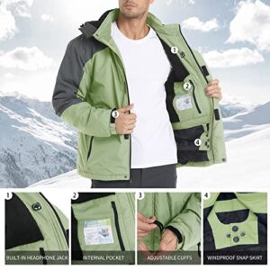 Dr.Cyril Men's Waterproof Ski Jacket Warm Winter Snow Coat Hooded Windproof Raincoat (M, Army Green)