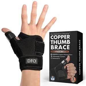 dr. frederick’s original reversible copper infused thumb brace – 1 brace – cmc spica splint for de quervain’s tendonitis, arthritis, injury, pain relief – thumb wrist stabilization – left or right hand – fits men and women