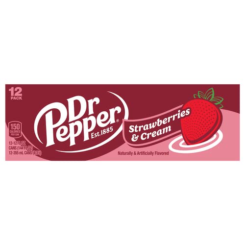 Dr Pepper Strawberries and Cream, 12 fl oz cans, 12 count