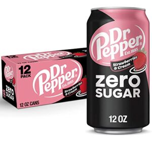 dr pepper strawberry and cream soda – 12 fl oz cans – new strawberries and cream flavor – zero sugar | 12 pack