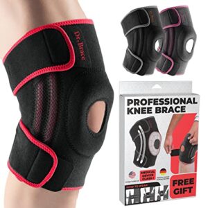 dr. brace elite knee brace with side stabilizers & patella gel pads for maximum knee pain support and fast recovery for men and women-please check how to size video (sunrise, medium)