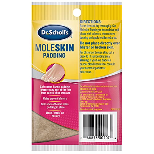 Dr. Scholl's Moleskin Padding, 3 Strips, Can Be Cut to Any Size