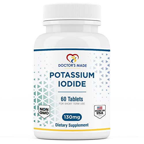 Doctor’s Made Potassium Iodide 130 mg. Thyroid Supplements, Kosher Exp Date 04/2025 Pack of 2 / Total 120 Tablets