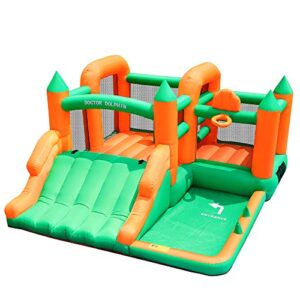 doctor dolphin ball pit toddler bounce house inflatable jump and slide bouncer nature green bouncy house with blower for kids 2-12