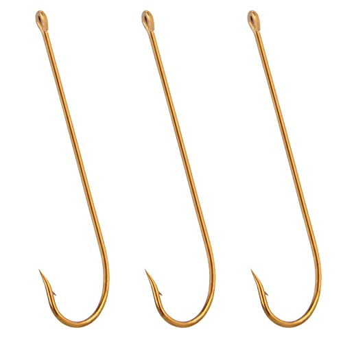 Dr.Fish 100 Pack Aberdeen Fishing Hooks Extra Long Shank Bronze Light Wire Offset Hooks High Carbon Steel Live Bait Hooks Freshwater Bass Crappie Walleye Panfish Rigs Size 6