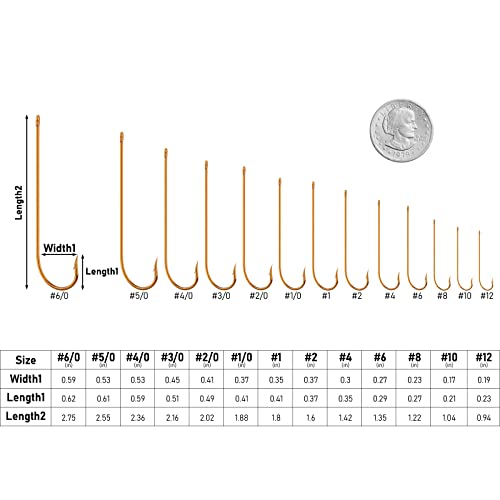 Dr.Fish 100 Pack Aberdeen Fishing Hooks Extra Long Shank Bronze Light Wire Offset Hooks High Carbon Steel Live Bait Hooks Freshwater Bass Crappie Walleye Panfish Rigs Size 6