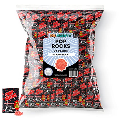 Pop Rocks Strawberry Bulk (0.33oz) - 72 Pack of Straw Berry Flavored Poprocks - Retro Crackling Rock Candy - By Dr. Plenty