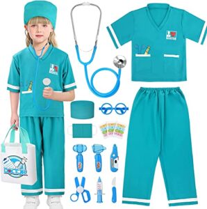 giftinbox doctor kit for kids, doctor playset for kids, girls and boys, medical kit for kids with real stethoscope, doctor role play costumes pretend dress up set for kids age 3-8