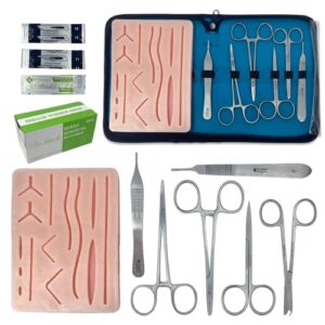 dr.stitch suture practice kit for medical students – suture kit includes tool kit, large silicone suture pad with pre-cut wounds, and mixed suture threads with needles (43pc practice kit)