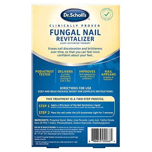 Dr. Scholl's Fungal Nail Treatment Revitalizer LED Light-Activated Therapy, Erase Toenail Discoloration Fungus, 10 ml