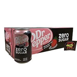 Dr Pepper Strawberry and Cream - Munchie Box Stash (Zero Sugar, Pack of ( 12 ) 12 Oz Cans)