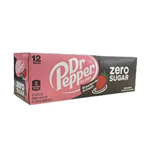 Dr Pepper Strawberry and Cream - Munchie Box Stash (Zero Sugar, Pack of ( 12 ) 12 Oz Cans)