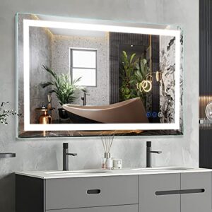 dr.lux 40×24 inch bathroom mirror with lights, ultra bright led bathroom mirror wall mounted vanity mirror large anti-fog area 3000k-6000k adjustable auto-off memory housewarming gift