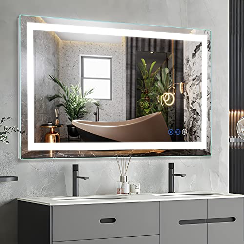 DR.LUX 40x24 Inch Bathroom Mirror with Lights, Ultra Bright LED Bathroom Mirror Wall Mounted Vanity Mirror Large Anti-Fog Area 3000K-6000K Adjustable Auto-Off Memory Housewarming Gift