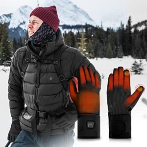 Dr. Prepare Heated Gloves for Men Women, 3200mAh Rechargeable Electric Battery, Thin Heated Motorcycle Work Gloves Liners, Touch Screen Gloves Winter Hand Warmer for Hunting Skiing Snowboarding M Size