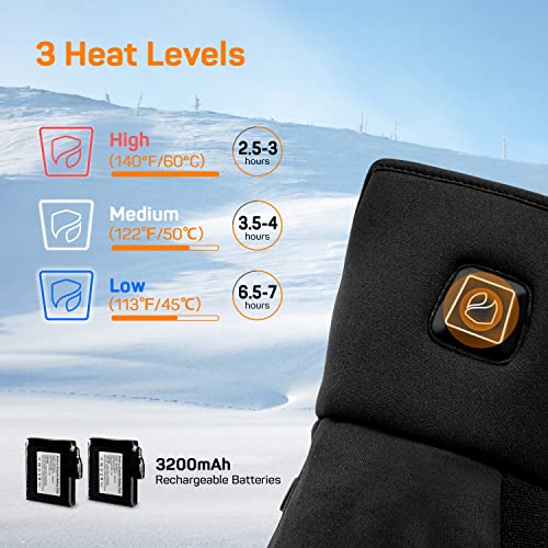 Dr. Prepare Heated Gloves for Men Women, 3200mAh Rechargeable Electric Battery, Thin Heated Motorcycle Work Gloves Liners, Touch Screen Gloves Winter Hand Warmer for Hunting Skiing Snowboarding M Size