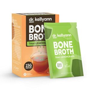 Dr. Kellyann Bone Broth Collagen Powder Packets (7 Servings, 1 Box) - Thai Lemongrass, 16g Protein/Serving, 100% Grass-Fed Hydrolyzed Collagen Powder, Keto & Paleo Friendly