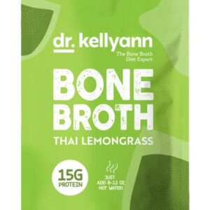 Dr. Kellyann Bone Broth Collagen Powder Packets (7 Servings, 1 Box) - Thai Lemongrass, 16g Protein/Serving, 100% Grass-Fed Hydrolyzed Collagen Powder, Keto & Paleo Friendly