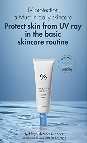 Dr.Ceuracle Hyal Reyouth Moist Sun SPF 50+ PA++++ㅣMoisturizing, UV Protection, Face & Body ㅣEssence-like Sunscreen without stickiness ㅣThe dual formula for hydration and UV protection