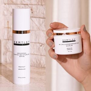 drmtlgy universal tinted moisturizer with spf 46 & microdermabrasion facial scrub set – universal tinted spf & face exfoliator 2 pack