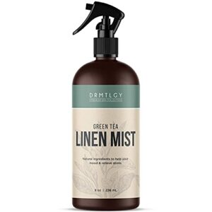 drmtlgy natural green tea linen and room spray. pure essential oils for a pillow spray, linen mist, and fabric spray. aromatherapy spray for relaxation and sleep