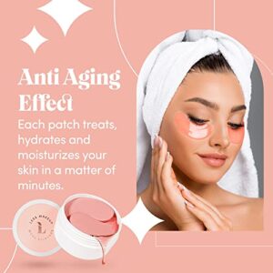 Rose Golden Under Eye Collagen Gel Mask - Bright Eyes Anti Aging Treatment For Dark Circles, Puffy Eyes, Bags, Fine Lines - 30 Pairs (60 Total Rose Gold Patches)