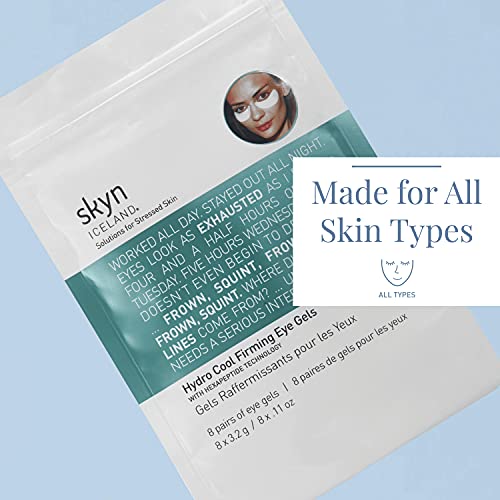 skyn ICELAND Hydro Cool Firming Eye Gels: Under-Eye Gel Patches to Firm, Tone and De-Puff Under-Eye Skin, 8 Pairs