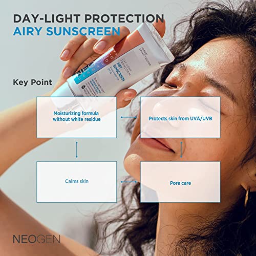 DERMALOGY by NEOGENLAB UVA/UVB SPF50 Day-Light Protection Airy Sunscreen - Essence-type Moisturizing Weightless Sunscreen with No White Cast - 1.69 oz / 50 ml