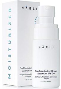 naeli face moisturizer with spf 30, anti aging collagen & peptide cream, reduces wrinkles – lightweight skin hydration with hyaluronic acid, paraben free & non-comedogenic sunscreen, 1.4 oz
