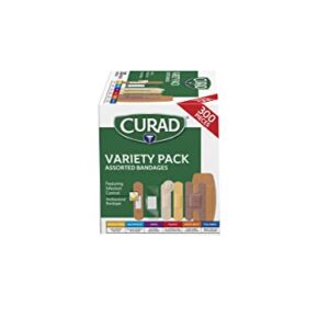 Curad Assorted Bandages Variety Pack 300 Pieces, Including Antibacterial, Heavy Duty, Fabric, and Waterproof Bandages