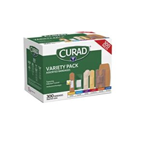 Curad Assorted Bandages Variety Pack 300 Pieces, Including Antibacterial, Heavy Duty, Fabric, and Waterproof Bandages