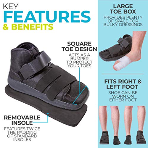 BraceAbility Closed Toe Medical Walking Shoe - Lightweight Surgical Foot Protection Cast Boot with Adjustable Straps, Orthopedic Fracture Support, and Post Bunion or Hammertoe Surgery Brace (M)