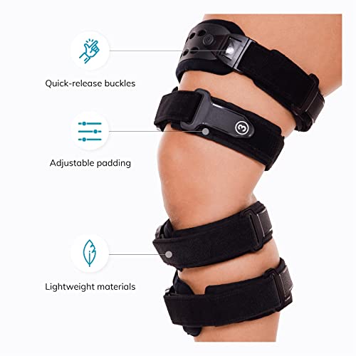 BraceAbility Osteoarthritis Unloader Knee Brace - Best Tricompartmental OA Support for Bone on Bone Arthritis Pain, Medial or Lateral Compartment Valgus Unloading, Arthritic Cartilage Repair (Left)