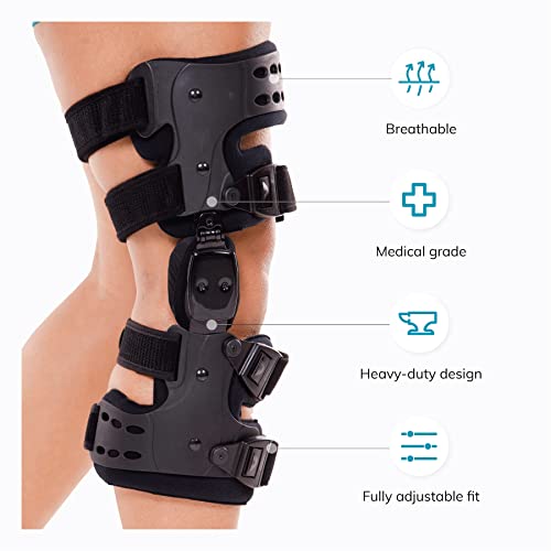 BraceAbility Osteoarthritis Unloader Knee Brace - Best Tricompartmental OA Support for Bone on Bone Arthritis Pain, Medial or Lateral Compartment Valgus Unloading, Arthritic Cartilage Repair (Left)